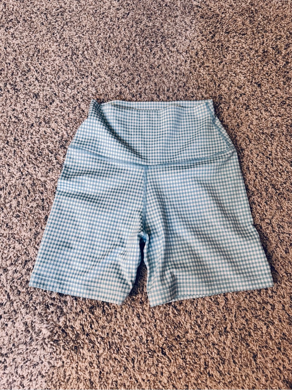 Nike Light Blue Gingham Bike Shorts